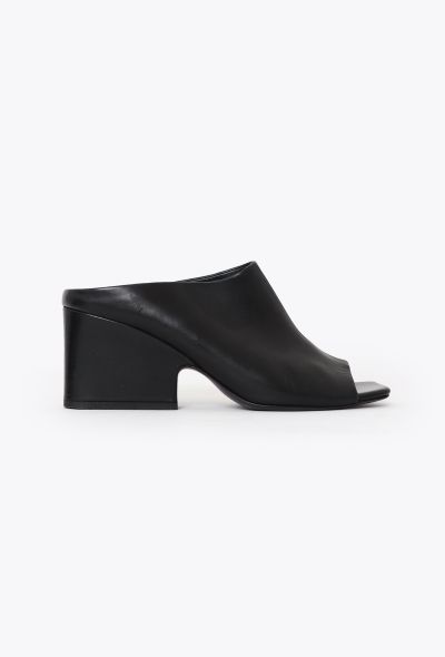 Céline Sculpted Heel Leather Mules - 1 Céline Sculpted Heel Leather Mules - 1