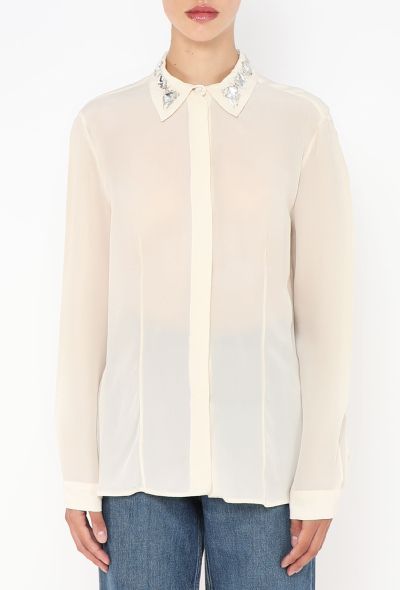 Prada Embellished Trim Silk Blouse - 2