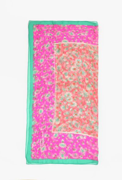 Saint Laurent Vintage Daisy Motif Silk Scarf - 1
