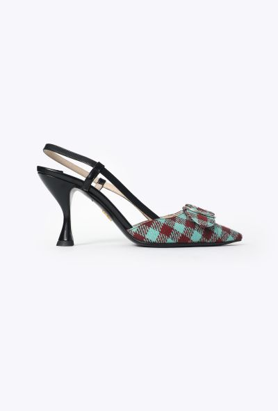 Prada Tweed Buckle Slingback Pumps - 1