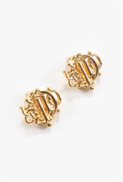 Dior Vintage Monogram Clip Earrings - 2