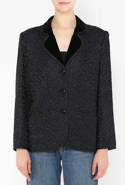 Saint Laurent '70s Velvet Trim Textured Blazer - 1 Saint Laurent '70s Velvet Trim Textured Blazer - 1