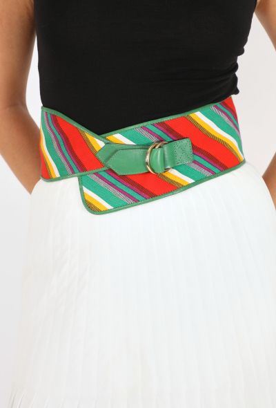 Saint Laurent Striped Leather Trim Belt, 1976 - 1