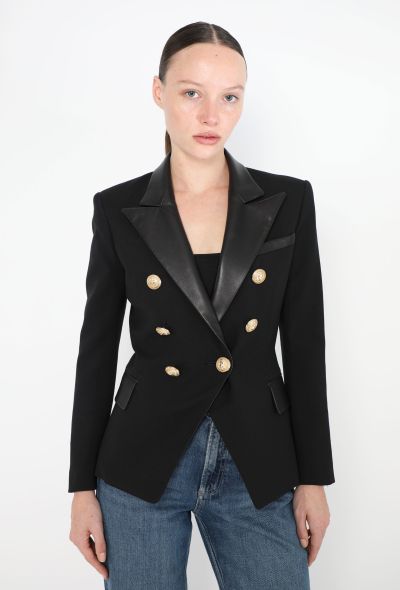 Balmain 2019 Tailored Leather Trim Blazer - 1