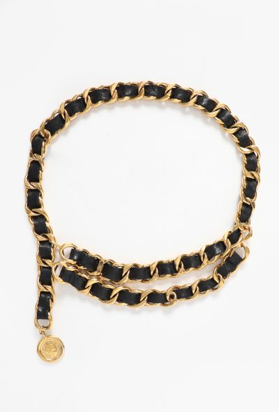 Chanel ICONIC F/W 1991 Interlaced Leather Medallion Belt - 1