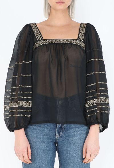 Saint Laurent 1977 Russian Lamé Peasant Blouse - 1