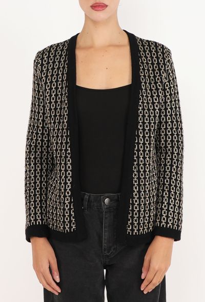 Céline Vintage Chainlink Lurex Knit Cardigan - 1