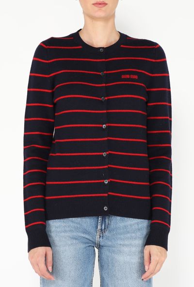 Miu Miu 2024 Striped Logo Cardigan - 2