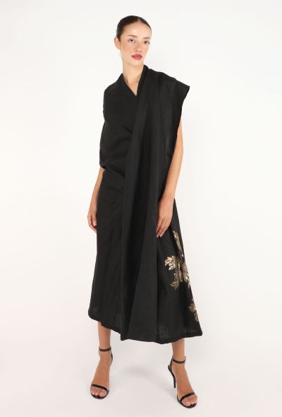 Dries Van Noten Draped Embroidered Linen Dress, S/S 2000 - 2