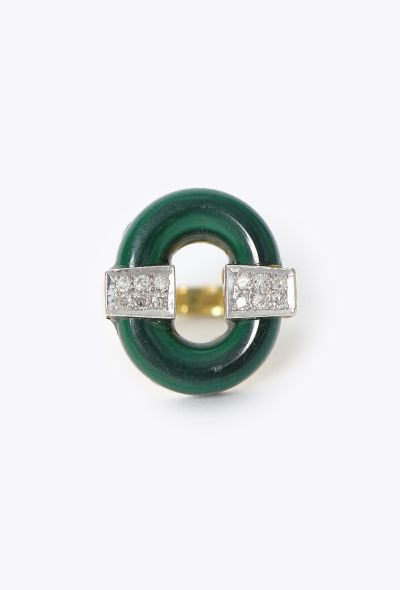 Vintage Fine Jewelry Vintage Abstract 14K Yellow Gold & Malachite Ring - 1 Vintage Fine Jewelry Vintage Abstract 14K Yellow Gold & Malachite Ring - 1
