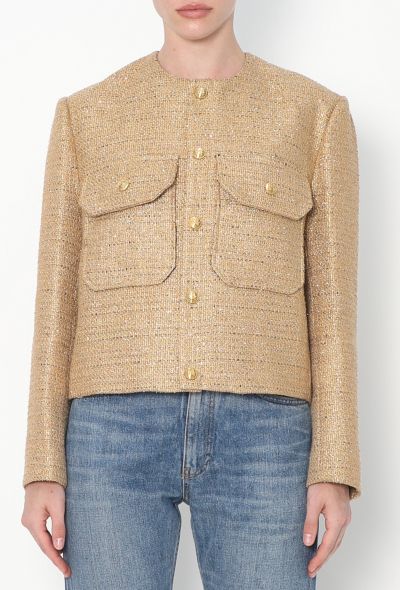Céline 2023 Embossed Lamé Tweed Jacket - 1