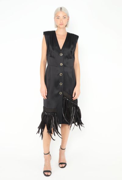 Prada 2019 Charmeuse Feather Trim Dress - 1