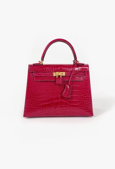 Hermès Exceptional Rose Pourprè Alligator Kelly Sellier 25 - 1