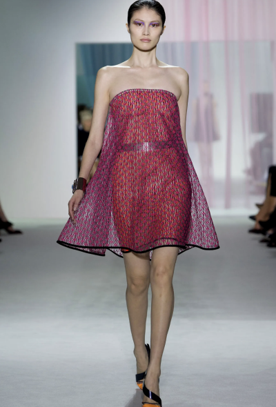 Christian Dior S/S 2013 Belted ​​​​​​​Embroidered Mesh Dress - 2