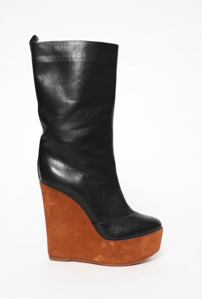Céline Suede Wedge Leather Boots - 1 Céline Suede Wedge Leather Boots - 1