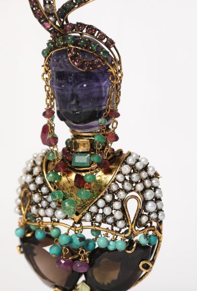 Iradj Moini Encrusted Glass Brooch, 1990s - 2