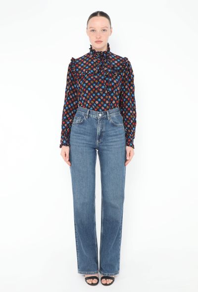 Saint Laurent 1976 Ruffled Floral Lavallière Blouse - 2 Saint Laurent 1976 Ruffled Floral Lavallière Blouse - 2