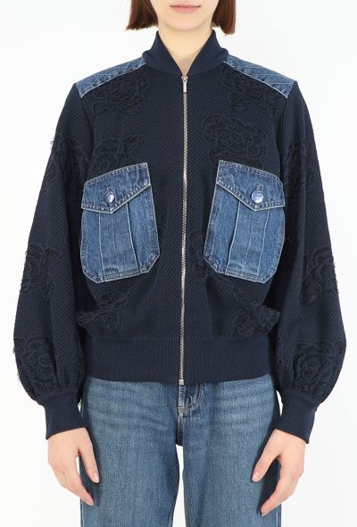 Chanel S/S 2018 Camélia Denim Bomber Jacket - 1