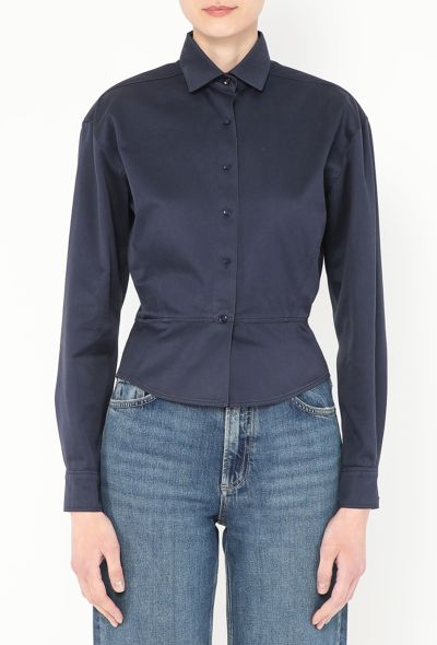 Alaïa Rare S/S 1987 Cinched Peplum Shirt - 1 Alaïa Rare S/S 1987 Cinched Peplum Shirt - 1