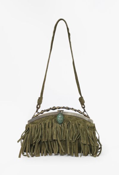 Valentino Suede Scarab Kiss-Lock Fringe Bag, S/S 2003 - 1