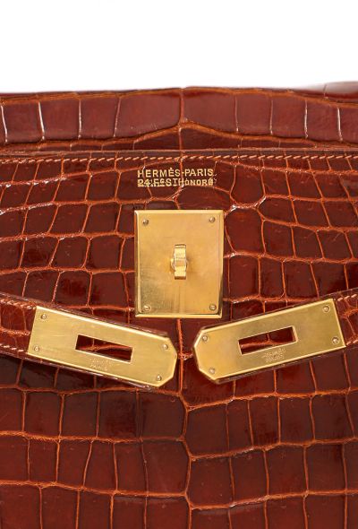 Hermès Ultra-Rare Vintage Brown Porosus  'Sac à Dépêches' Kelly 36 - 2 Hermès Ultra-Rare Vintage Brown Porosus  'Sac à Dépêches' Kelly 36 - 2