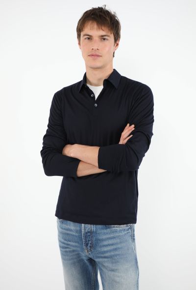 Loro Piana Navy Vicuña Knit Polo - 1