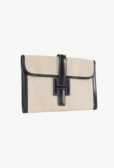 Hermès Vintage Toile H & Navy Box Jige Clutch - 2