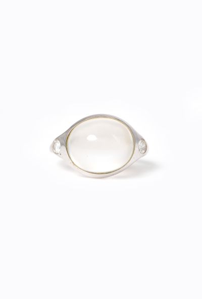 Vintage Fine Jewelry 18k White Gold, Moonstone and Diamond Ring - 1 Vintage Fine Jewelry 18k White Gold, Moonstone and Diamond Ring - 1