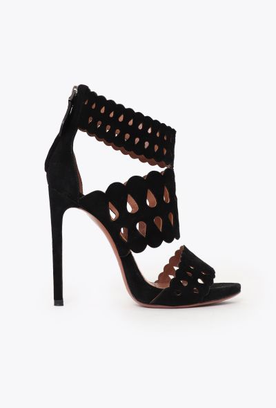 Alaïa S/S 2014 Suede Laser-Cut Sandals - 1