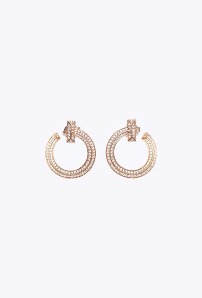 Tiffany & Co 18k Rose Gold & Diamond T1 Open Hoop Earrings - 1 Tiffany & Co 18k Rose Gold & Diamond T1 Open Hoop Earrings - 1