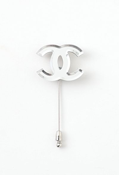 Chanel Mirrored 'CC' Scarf Pin - 1
