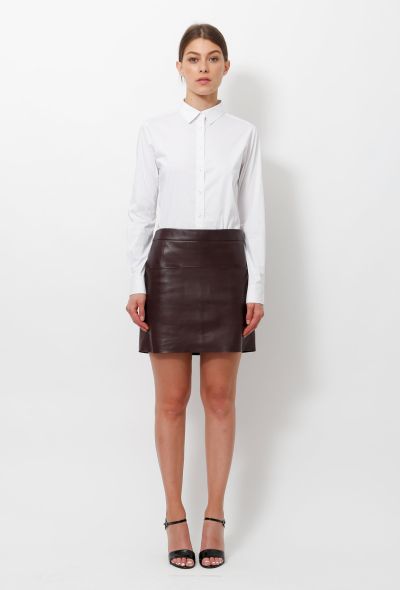                             Burgundy Leather Skirt - 1