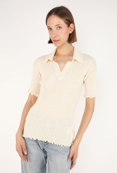 Bottega Veneta Ribbed Knit Polo Top, 2021 - 1