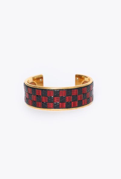 Hermès Vintage Checkered Leather Bracelet - 1