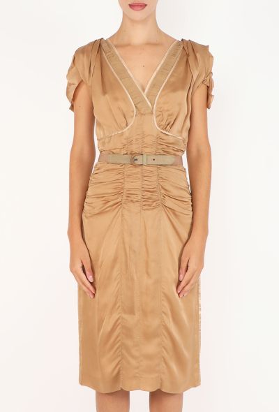 Prada Belted Ruched Silk Dress - 2