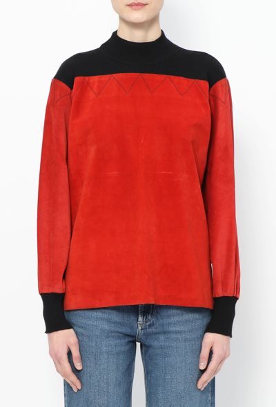 Saint Laurent Vintage Suede Embroidered Sweater - 1