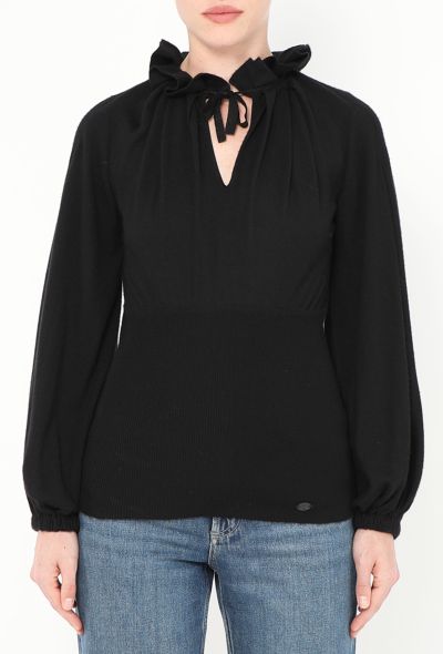 Chanel 2006 Ruffled Trim Cashmere Sweater - 1 Chanel 2006 Ruffled Trim Cashmere Sweater - 1