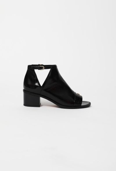                             Open Toe Patent Ankle Boots - 1