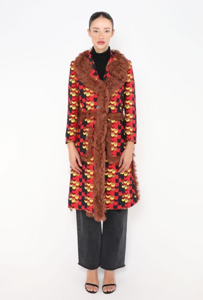 Prada F/W 2014 Graphic Shearling Trim Coat - 1 Prada F/W 2014 Graphic Shearling Trim Coat - 1