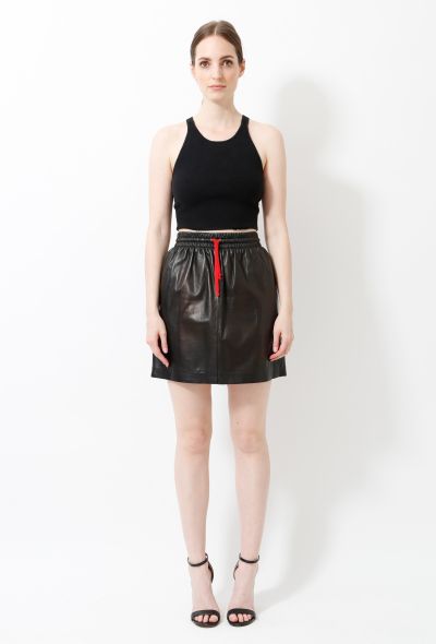                             Drawstring Leather Skirt - 1
