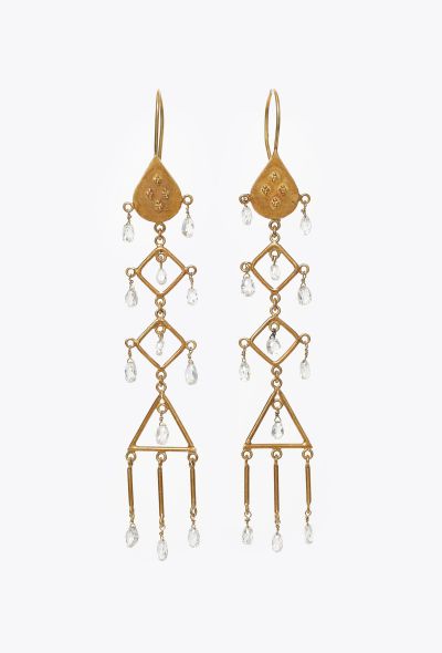 Modern Fine Jewelry Ornate 18K Gold Chandelier Briolette Diamond Earrings - 1 Modern Fine Jewelry Ornate 18K Gold Chandelier Briolette Diamond Earrings - 1