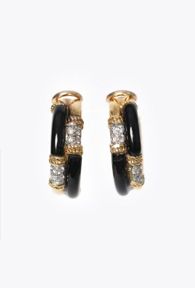 Vintage Fine Jewelry Collectible: '70s Kutchinsky 18K Gold, Onyx & Diamond Earrings - 1