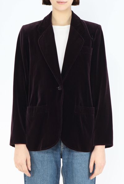 Saint Laurent '70s Burgundy Velvet Blazer - 1