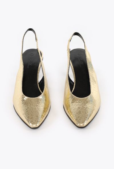 Loro Piana 2024 Rebecca Cracked Metallic Slingbacks - 2