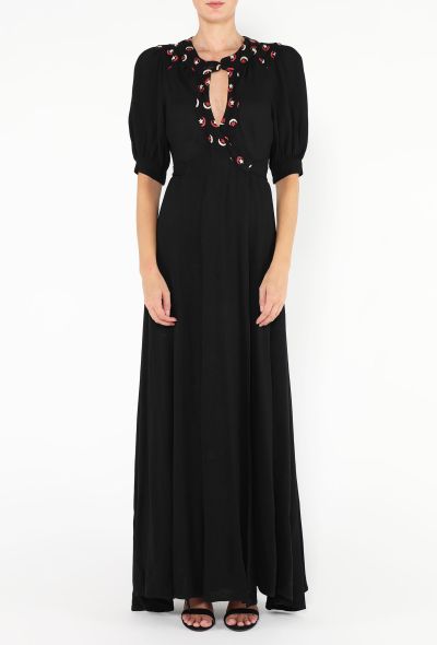 Ossie Clark '70s Embroidered Moss Crêpe Dress - 2 Ossie Clark '70s Embroidered Moss Crêpe Dress - 2