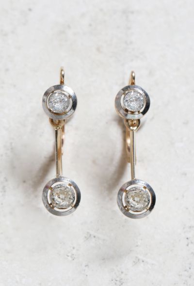                                         Art Deco 18k Gold & Diamond Earrings-1