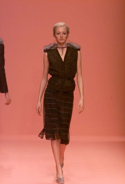                                         F/W 2000 Striped Silk Skirt-2