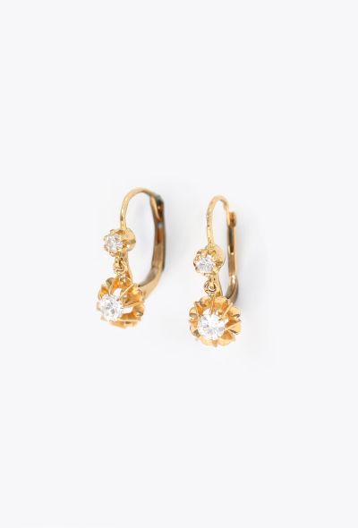 Vintage Fine Jewelry 1950s 18k Yellow Gold & Sapphire Dormeuses - 2 Vintage Fine Jewelry 1950s 18k Yellow Gold & Sapphire Dormeuses - 2