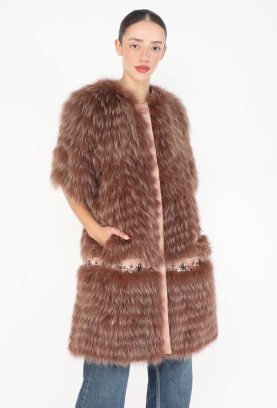 Dior Fox Fur Embellished Belted Coat - 2