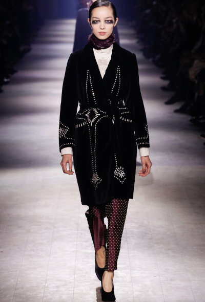 Dries Van Noten Velvet Embellished Belted Coat, F/W 2016 - 2